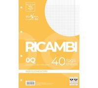 Pigna - Confezione 40 Ricambi A4,fogli con buchi senza rinforzo,0Q