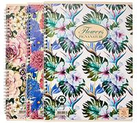 Pigna, Confezione 5 Maxi Quaderni Spiralati Nature Flowers,carta riciclata 80gr, A4 , con 4 fori e microperforazione, interno 5M,quadretti 5mm