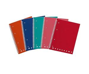 Pigna, Confezione 5 Quaderni A5 Spiralati MONOCROMO, con 4 fori per archivio,microperforazione ,interno 1R,righe