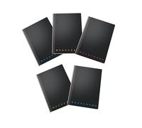Pigna,Confezione 5 Quaderno Monocromo BLACK PPL,Filo Singer, 1R, righe, A5, 15X21 cm