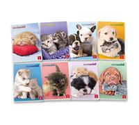 Pigna Dolci Cuccioli 02254370Q, Quaderno formato A4, Rigatura 0Q, quadretti 5 mm con margine per 2° e 3° elementare, Carta 80g/mq, Pacco da 10 Pezzi