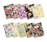 Pigna, Maxi Quaderni Spiralati Nature Flowers, f.to A4 22x29,7 cm., con 4 fori e microperforazione, interno 1R, righe, 80 gr., Carta Riciclata, soggetti assortiti, 5