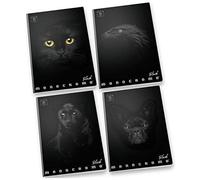Pigna, Maxi Quaderno Monocromo Black, A4, carta interna 100 g/m², pagine 72, Copertina in Cartoncino con trattamenti lucido/opachi, interno 0C, righe con margine, Soggetti Assortiti, 10 Pezzi