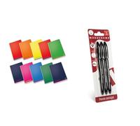 Pigna Pacco 10 Maxi Quaderni Colours, A4, Rigatura 0C, righe margine + confezione 3 penne semigel nere Monocromo