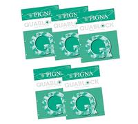 Pigna Blocchi collati Quablock 939832 A4 50 fogli 80 g/mq quadretti 4 mm forati 5 pz