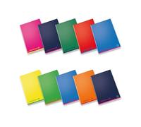 Pigna, Quaderno A4 Colours, carta interna 100 g/m², pagine 72 + risguardo, interno 10,quadretto 1 cm,colori assortiti,Confezione da 10