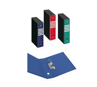 Pigna,Set 3 pezzi Raccoglitori a Leva,Formato 28,5x33 cm,Dorso da 8 cm,Con Custodia,MONOCROMO,3 colori assortiti (blu,rosso,verde)