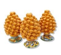 Pigna siciliana Caltagirone, h 15 cm ca. (1Unità) Arancione, gambo decoro c