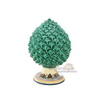 Pigna Siciliana Verde Ceramica di Caltagirone Pigne della Fortuna Dipinta a Mano