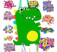 Pignata Compleanno Bambini - Confezione da 120 Chuches Senza Glutine e Giocattoli di Riempimento - Ananas Dinosauro - Chuches Pinata
