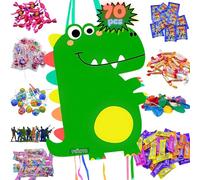 Pignata Compleanno Bambini - Pignata + Confezione da 70 Giocattoli e Chuches di Riempimento Pignata - Ananas Compleanno Bambini - Dinosauro - Chuches - MANLOZ (DINO 70)