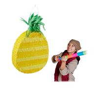 Relaxdays Pignatta a Forma di Ananas, da Appendere, per Bambini e Adulti, da Riempire, HxLxP: 59 x 32 x 9 cm, Giallo