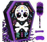 Pignatta a forma di fantasma, 56 cm, grande, a forma di teschio, per | Piñatas Para Cumpleaños, Dia de los Muertos Sugar Skull Design, Spooky Cute RIP Party Set, regge 2,3 kg, gancio rinforzato