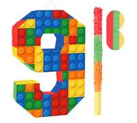 Pignatta a forma di numero 9 con benda e bastone da pipistrello, decorazioni per il 9° compleanno, per bambini, ragazzi e ragazze, mattoncino per feste di compleanno, giochi per feste (misura piccola
