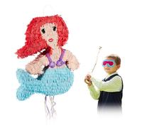 Relaxdays Pignatta a Forma di Sirenetta, da Riempire, per Feste di Compleanno Bambini, in Carta, Grande, Colorata