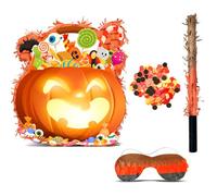 Pignatta a forma di zucca di Halloween-Pignatte Halloween Forma Zucca Decorazioni Per Feste con Bastone e Maschera e Celebrazioni