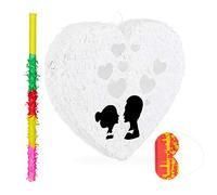 Pignatta Cuore da Riempire, Set di Accessori, Asta, Maschera Feste Compleanno e Matrimoni, da Colpire, Colorata