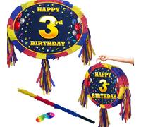 Pignatta e bastone per 3° compleanno, gioco per feste di terzo anno, grande, 45,7 cm