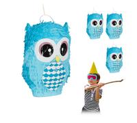 Pignatta gufo blu Gioco per feste Confezione da 4 43 cm 160 g Pentolaccia blu