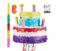 Pignatta torta e accessori Pentolaccia colorata Gioco di compleanno 32 cm