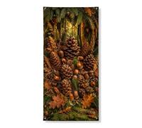 Pigne, coperture decorative per porta, con foglie di ghianda rustiche naturali, marrone, con corda, decorazione per la casa, per portico, porta, interni ed esterni, feste, 91 x 182 cm