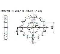 Pignone 16 Denti per Yamaha Dt 125