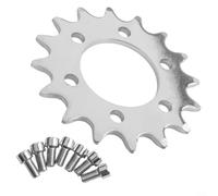 Pignone a ingranaggi fissi in acciaio 16T per bicicletta con bulloni di montaggio freno a disco da 44 mm, compatibile con catena 1/2 x 1/8, per bici da strada ed elettriche, colore argento