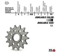 PIGNONE ACCIAIO ULTRALEGGERO 13 DENTI TM MX 300 1999-2025 MOTOMASTER 61035111...