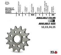 PIGNONE ACCIAIO ULTRALEGGERO 14 DENTI SUZUKI RM 65 2003-2006 MOTOMASTER 61024...