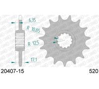 Afam 20407 Front Sprocket Argento 15t