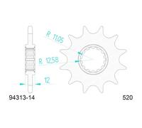 PIGNONE AFAM IN ACCIAIO P520 - Z14 (DIS.94313) FANTIC MOTOR 500 Caballero FT ...