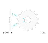 PIGNONE AFAM IN ACCIAIO P520 - Z15 (DIS.61201) APRILIA 125 ETX 86/87