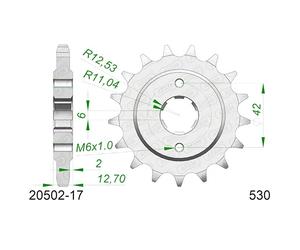 PIGNONE AFAM IN ACCIAIO P530 - Z17 (DIS.20502) HONDA 500 CB Four 71/79