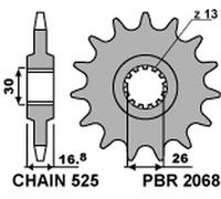 PIGNONE ANTERIORE 2068 16 HONDA CBR 600F '99-'14, CBR 600RR '03-
