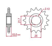 PIGNONE ANTERIORE 2084 15 KTM 50 EXC '96-'03, 85 SX '07-'22,
