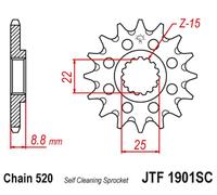 PIGNONE ANTERIORE JT 1248 16 KTM SX/EXC '91-'21 AUTOPULENTE (124816JT)