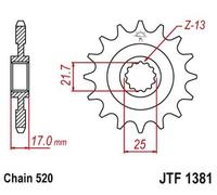 PIGNONE ANTERIORE JT 2042 16 CON GOMMA HONDA CB 500F/X '13-'15, CBR 50