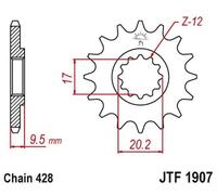 PIGNONE ANTERIORE JT 2084 13 KTM SX 85 04-17 (208413JT) (CATENA 428)