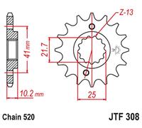 PIGNONE ANTERIORE JT 345 16 HONDA NX 650, FX 650, YAMAHA XT 660, FMX (34516JT) (