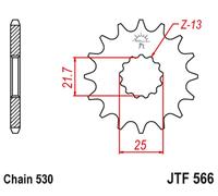 PIGNONE ANTERIORE JT 566 15 CON GOMMA (56615JTRB) (CATENA 530) - SOSTITUIBILE CO