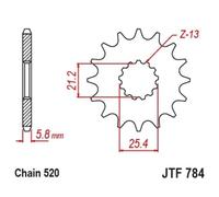 Pignone Con Gomma Anti Rumore JT Sprockets Acciaio 15 Denti 784-520