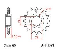 Pignone Con Gomma Anti Rumore JT Sprockets Acciaio 1371-525 per Moto Ricambi