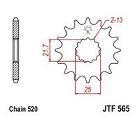 Pignone Con Gomma Antirumore JT Sprockets Acciaio 565-520 Per Moto Ricambi