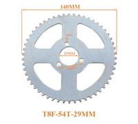 Pignone for catena posteriore da 54 denti T8F 54T for moto, 29 mm, T8F 126 maglie, for mini moto, quad, ATV, 47 cc e 49 cc.(T8F-54T-29MM)