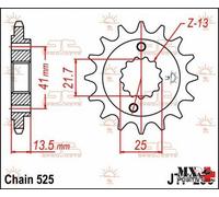 PIGNONE HONDA VT 600 C SHADOW 1990-2007 JT JTF296.15 PASSO 525 15 DENTI VERSI...