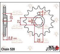 PIGNONE HUSQVARNA 250 WR 1990-1997 JT JTF507.13 PASSO 520 13 DENTI