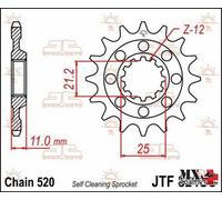 PIGNONE HUSQVARNA 450 TE 2002-2010 JT JTF824.14SC PASSO 520 14 DENTI