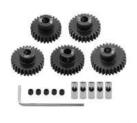 Pignone in acciaio da 5 pezzi, con foro da 5 mm per auto radiocomandate | Modulo 0,8, passo 32, foro da 5 mm, si adatta alla maggior parte dei motori RC, include alberi adattatori