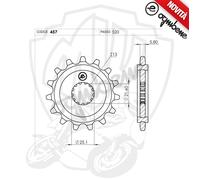 PIGNONE IN ACCIAIO OGNIBENE 14 DENTI PASSO 520 MOTO MORINI 650 SEIEMMEZZO STR