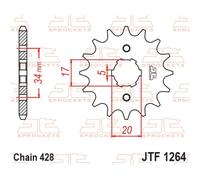 Pignone JT Sprockets Acciaio Standard 1264-paso 428 per Motocicletta